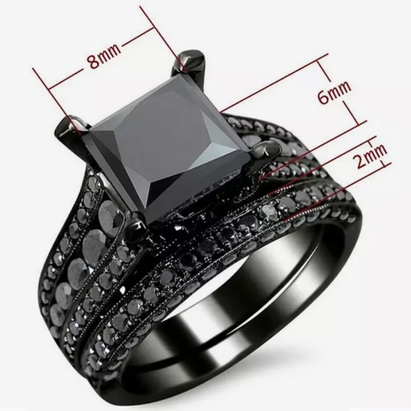 Black w/ Dark Blue Hue Titantium Fashion Ring - Picture 6 of 6